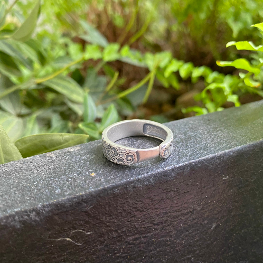 Nhẫn bạc freesize họa tiết mây M85