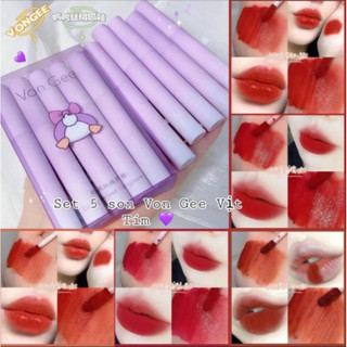 Set 5 cây son vongee vịt hộp tím | set 5 cây son nội địa trung kem lì vongee tím