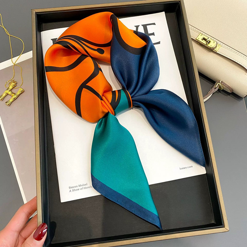 Khăn lụa vuông buộc tóc HUMI khăn bandana đa năng trùm đầu quàng cổ cá tính kích thước 70x70cm