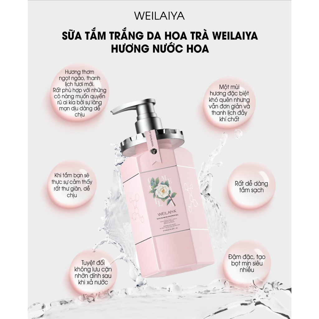 [Cực Hot] Sữa Tắm Trắng Da Toàn Thân Niacinamide Weilaiya 450ml - Phù hợp cho mọi loại da