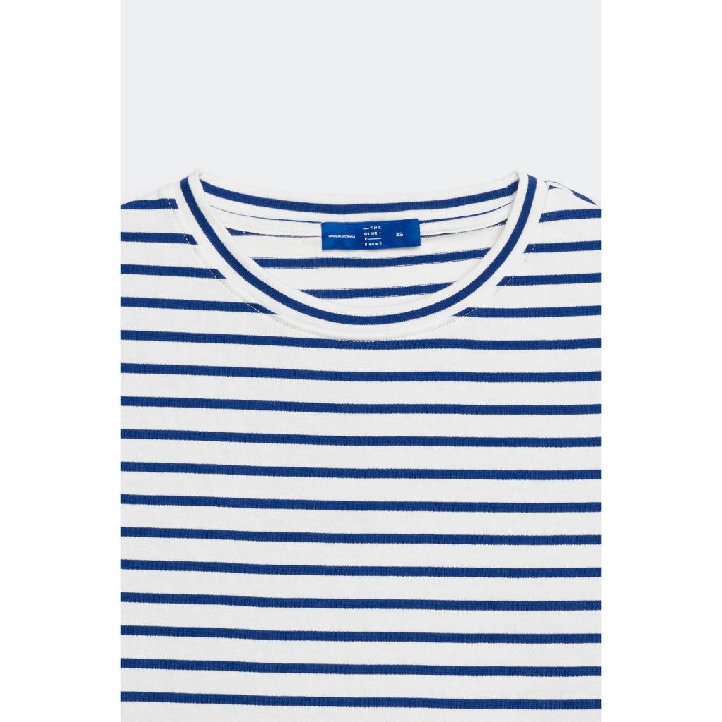 TheBlueTshirt-Áo thun sọc cho nữ màu xanh-Boxy Tee - Signature Blue Stripe