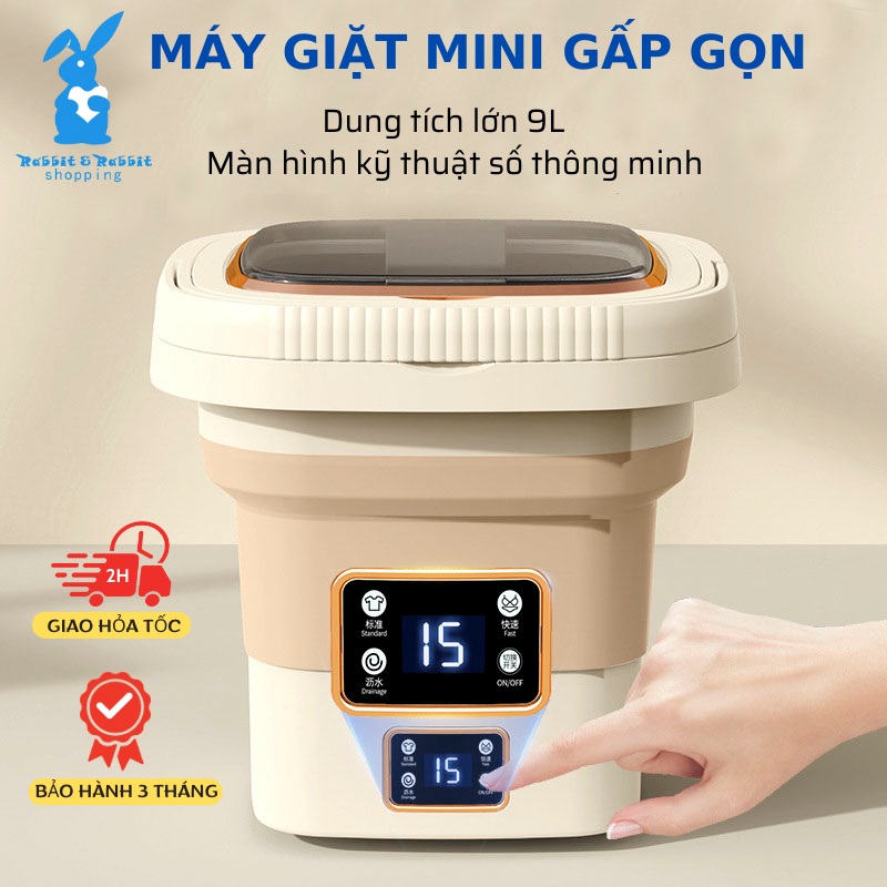 Máy Giặt Mini Gấp Gọn Dung Tích Lên Đến 9L Tiện Lợi Thiết Kế Viền Kim Loại Sang Trọng