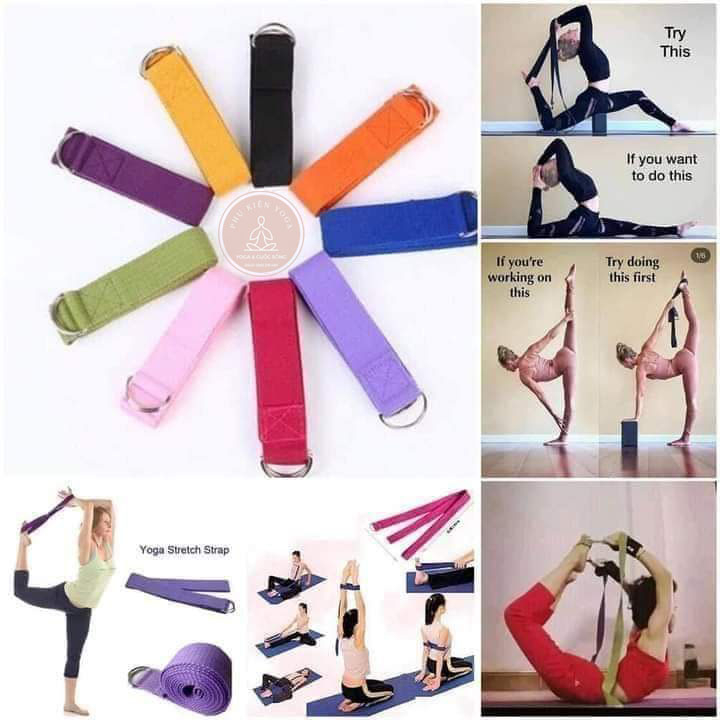 DÂY HỖ TRỢ TẬP YOGA COTTON 1,83M CAO CẤP. Kích thước: 183 x 3,8 cm. Hỗ trợ tập các động tác yoga.