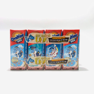 Thức uống lúa mạch hương vị sô-cô-la Ovaltine DHA+ hộp giấy 180ml x4
