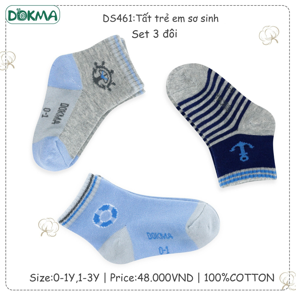 Set 3 đôi tất trẻ em Dokma thu đông cho bé