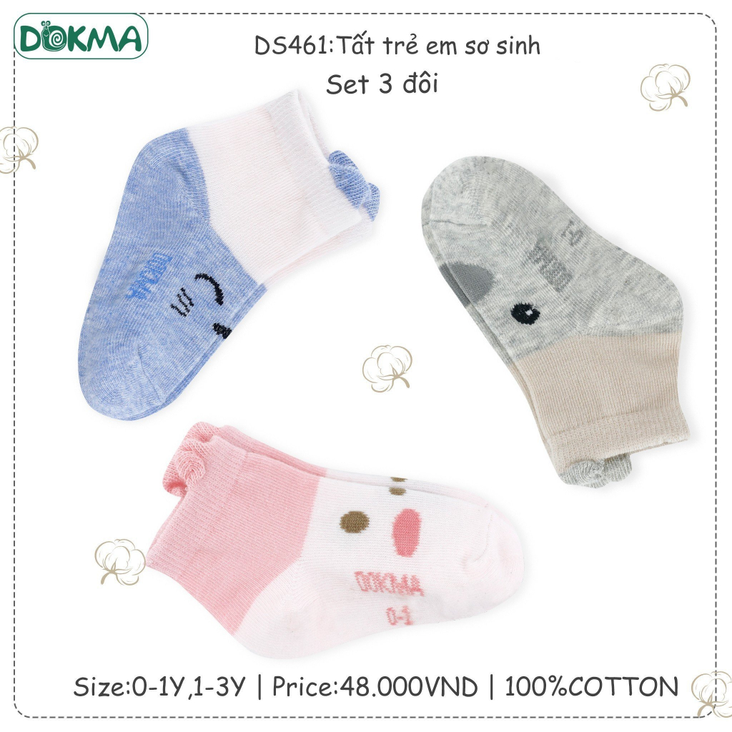 Set 3 đôi tất trẻ em Dokma thu đông cho bé