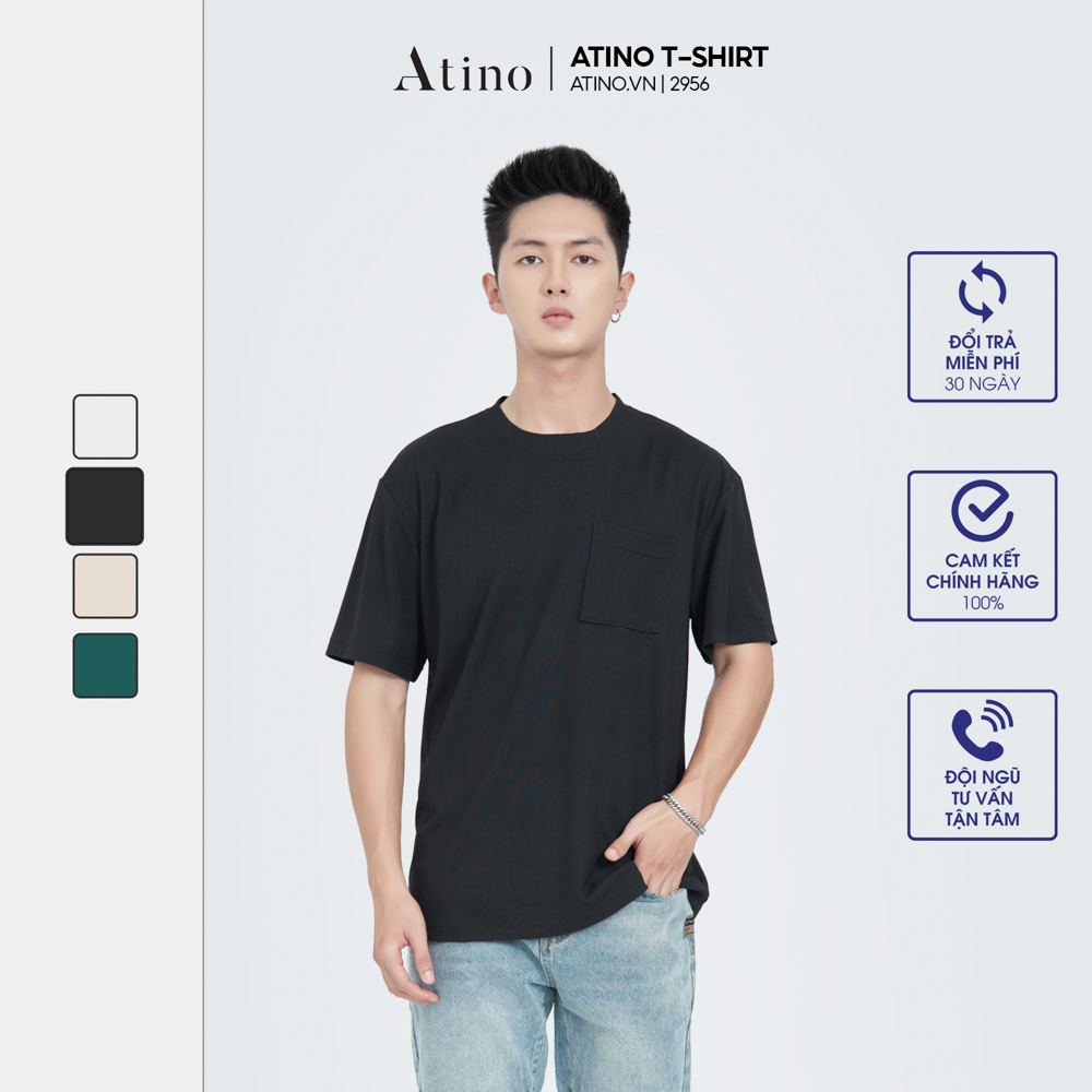 Áo Phông Nam Cộc Tay Trơn Cổ Tròn ATINO chất liệu 100% Cotton thoáng mát form Regular AP5.2956