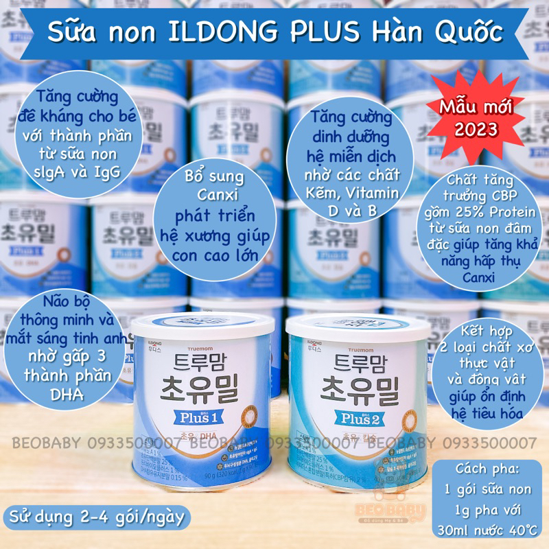Sữa Non ILDONG PLUS Số 1&2, Men, Sắt ILDONG Loại 90 Gói