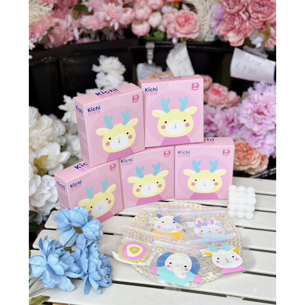 Hộp 30 túi trữ sữa Kichilachi 180ml siêu đáng yêu
