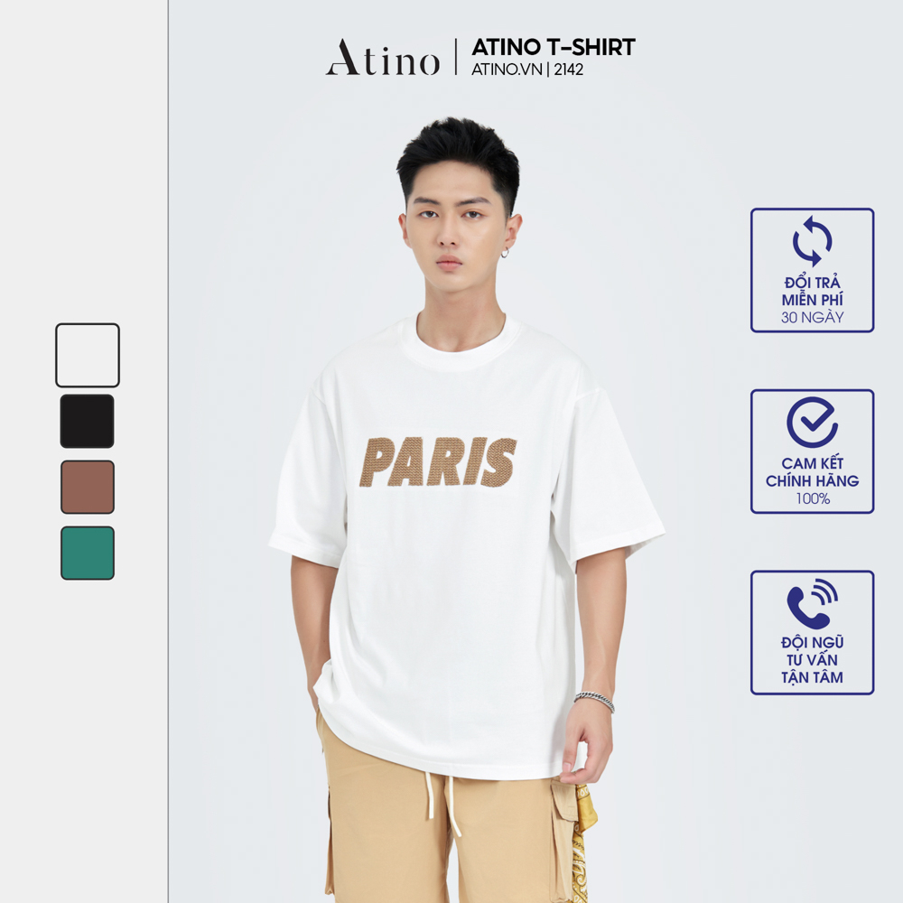 Áo Phông Nam Cộc Tay Cổ Tròn Paris ATINO chất liệu 100% Cotton thoáng mát form Regular AP4.2142