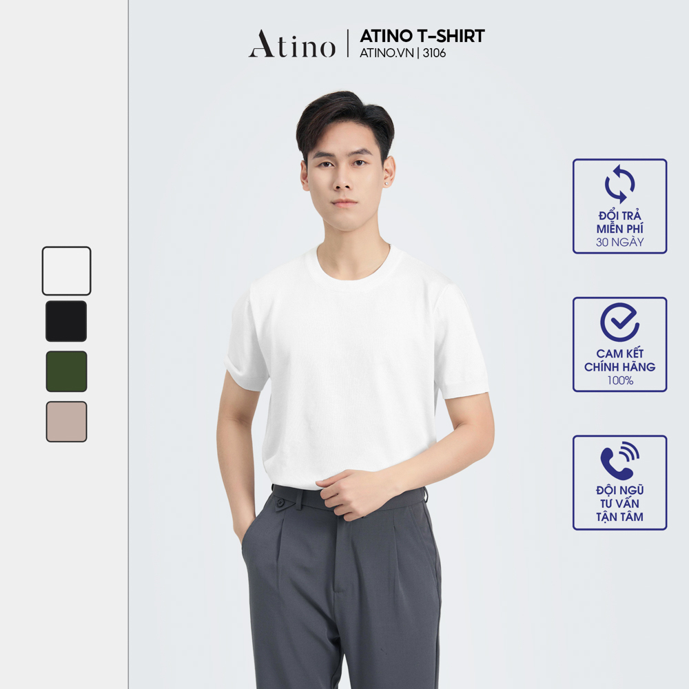 Áo Thun Cổ Tròn Nam ATINO Vải Len Viscose Trẻ Trung Form Regular AP4.3106