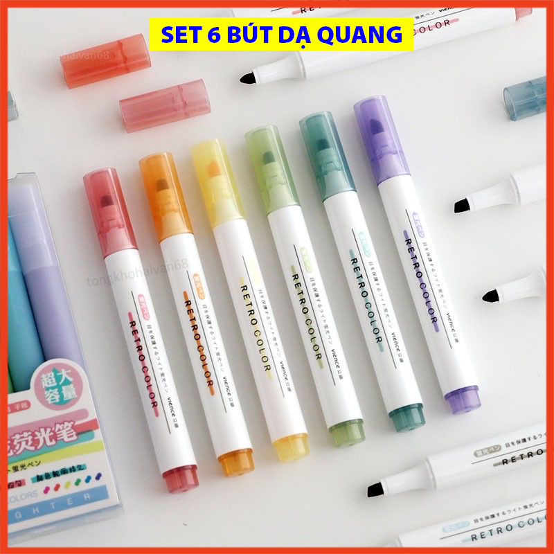 Bút dạ quang highlight 1 cây, 4 cây, 6 cây bút đánh dấu nhớ , màu pastel sắc tùy chọn dành cho học sinh