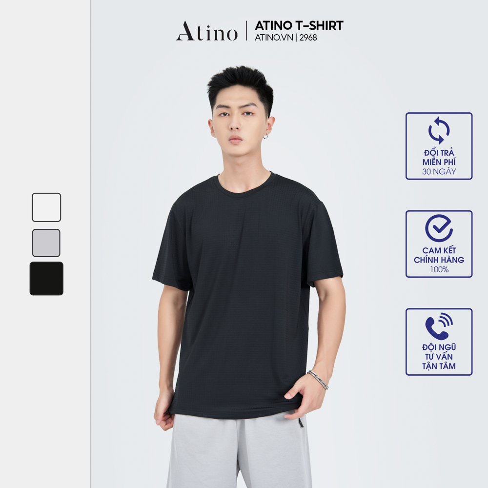 Áo Thun Ngắn Tay Nam Trơn ATINO Chất Liệu Thun Xốp Form Slin-Fit AP3.2968