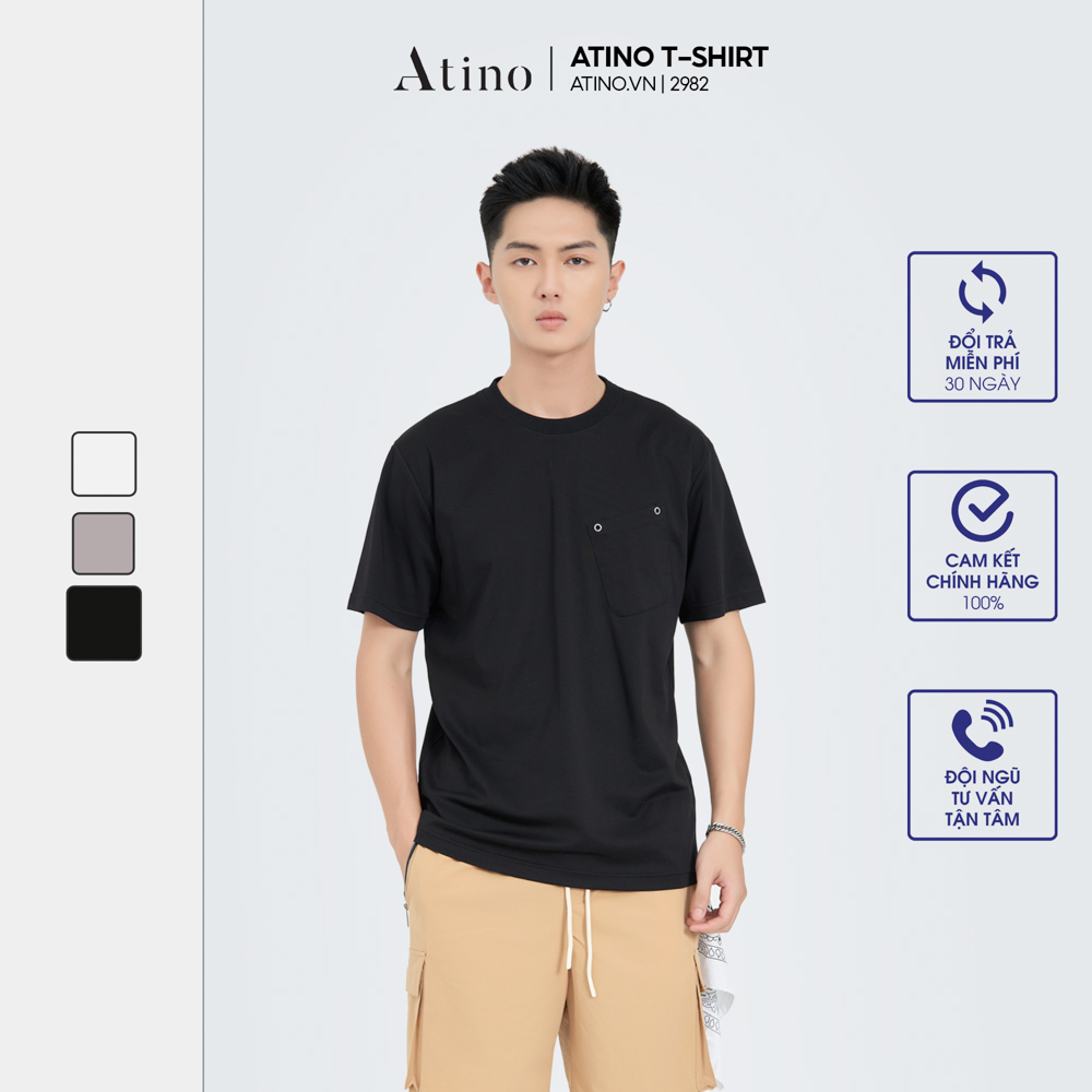 Áo Phông Tay Ngắn Cổ Tròn ATINO chất liệu Cotton thoáng mát bền form Regular AP3.2982