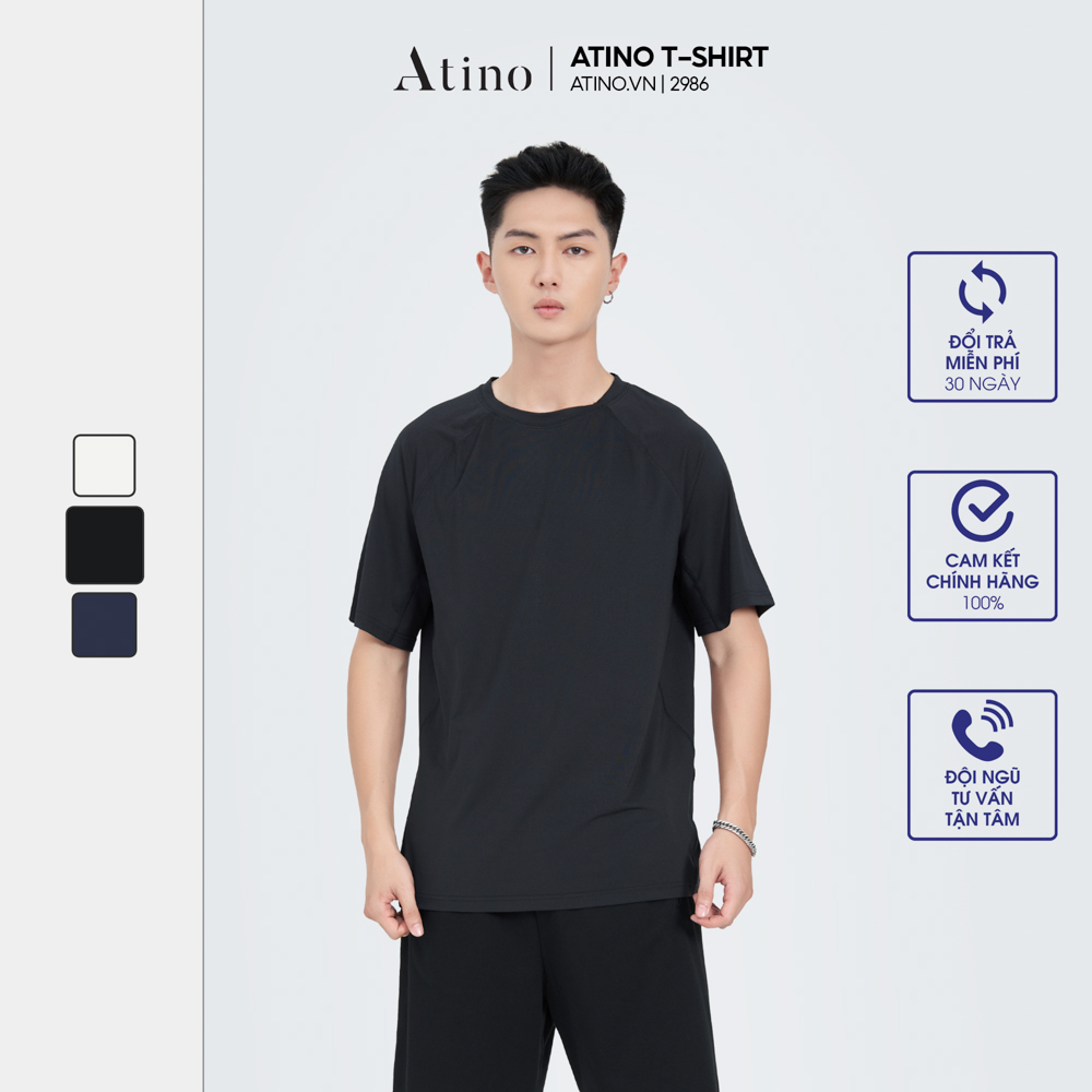 Áo Thun Ngắn Tay Nam Trơn ATINO Chất Liệu Thun Xốp Form Slin-Fit AP3.2986