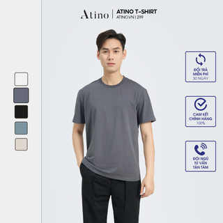 Áo thun ngắn tay nam trơn cổ tròn atino chất cotton thoáng mát form slim-fit - áo phông nam ap5.2119