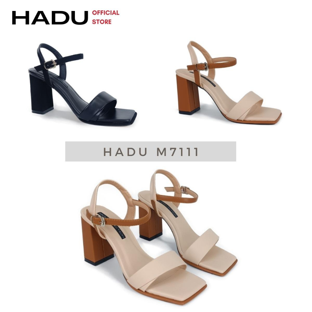 Giày Sandal Gót Vuông Cao 7P Phối Màu MITA HADU M7111, Da PU Cao Cấp, BH 24 Tháng