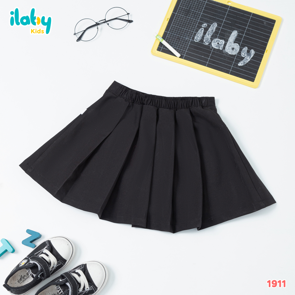 Chân váy đi học bé gái ILABY xếp ly hai bên chất liệu tuysi cao cấp kèm lót cho bé 10-36kg