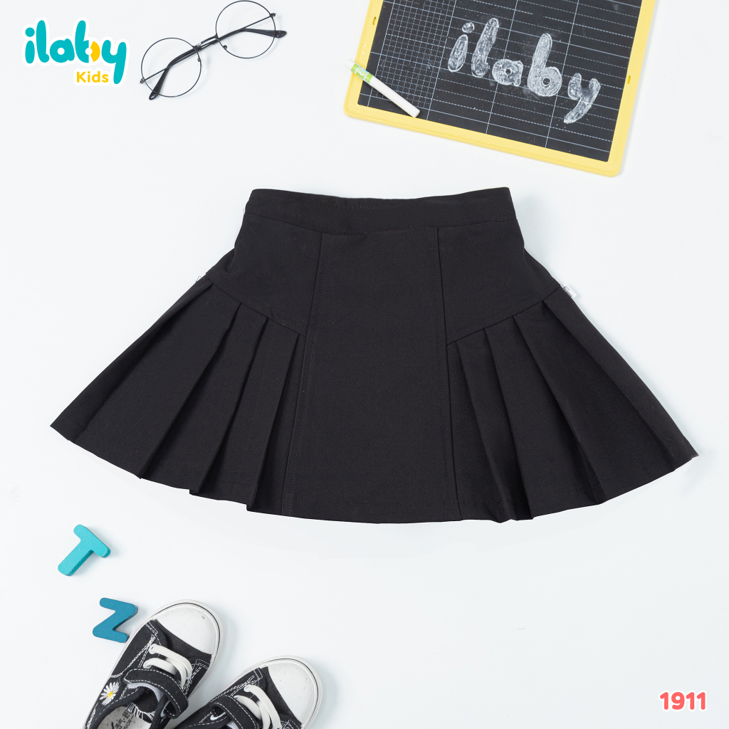 Chân váy đi học bé gái ILABY xếp ly hai bên chất liệu tuysi cao cấp kèm lót cho bé 10-36kg