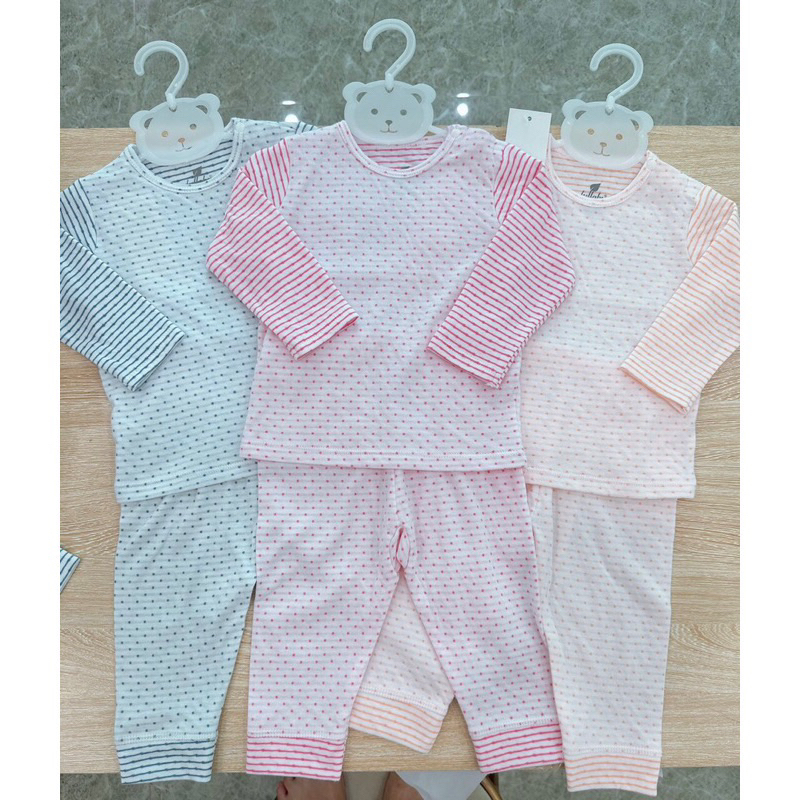 Bộ dài tay cotton bổ nẹp, raglan bé trai / bé gái Lullaby NH209V
