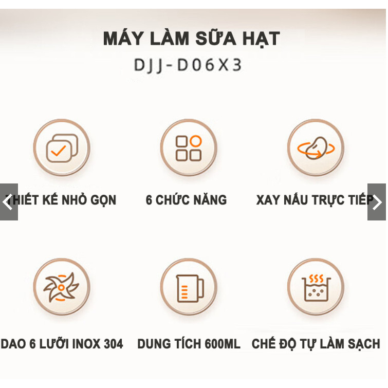 Máy Làm Sữa Hạt Bear 600ml, 6 Chức Năng, Xay Nấu Sữa Hạt, Xay Sinh Tố Đa Năng DJJ-D06U5/D06X3 - Tran Hang Store
