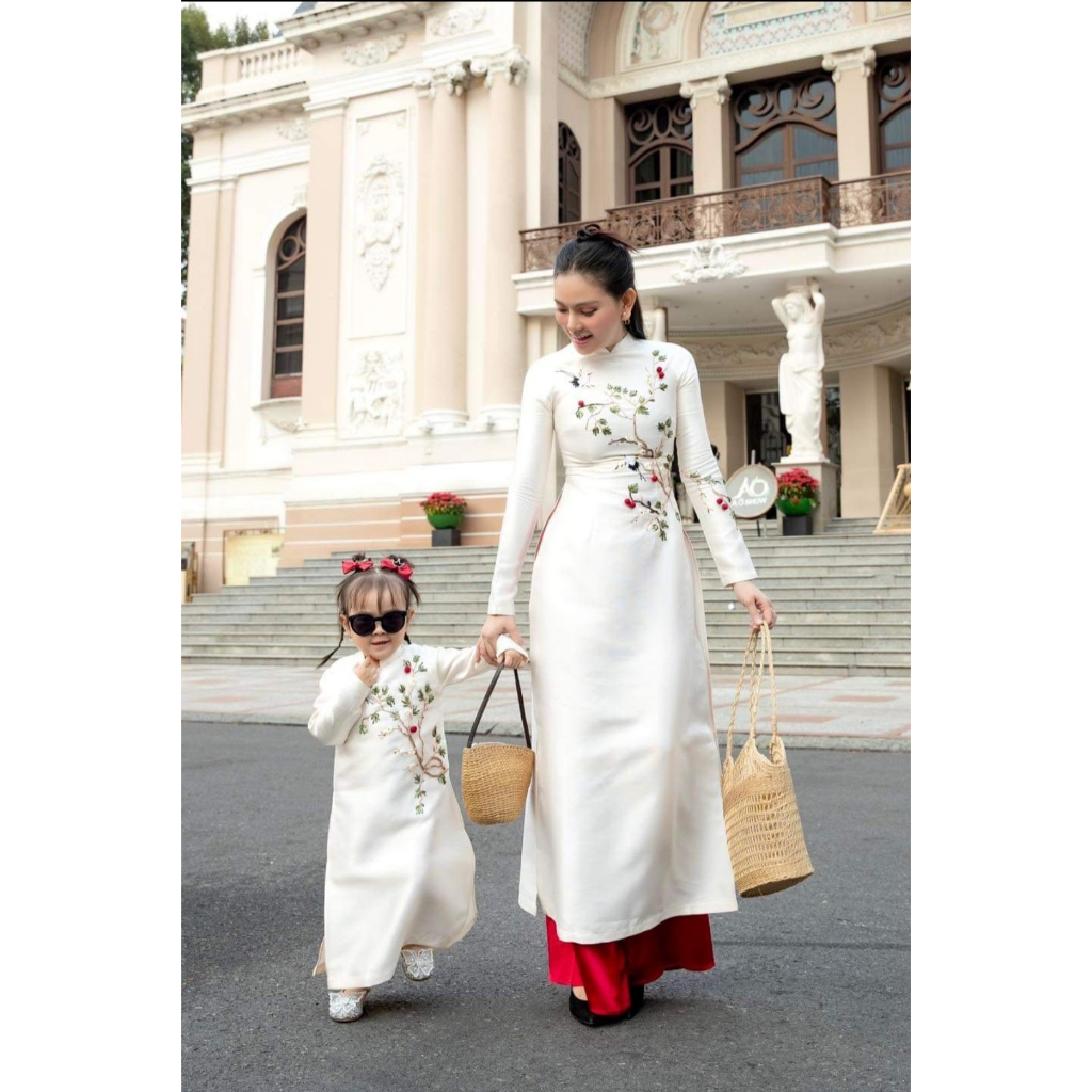 𝐍𝐄𝐖𝟐𝟎𝟐𝟒 - Sét áo dài cách tân gia đình VẠN PHÚC kiểu dáng hiện đại