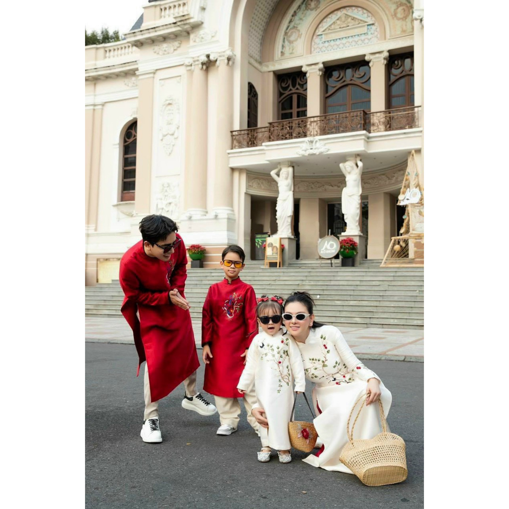 𝐍𝐄𝐖𝟐𝟎𝟐𝟒 - Sét áo dài cách tân gia đình VẠN PHÚC kiểu dáng hiện đại