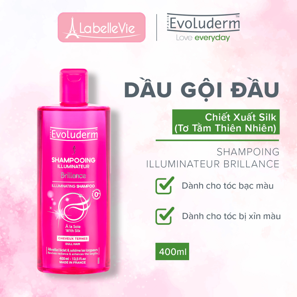 Dầu gội Evoluderm Brilliance nuôi dưỡng, phục hồi tóc bóng khỏe 400ml