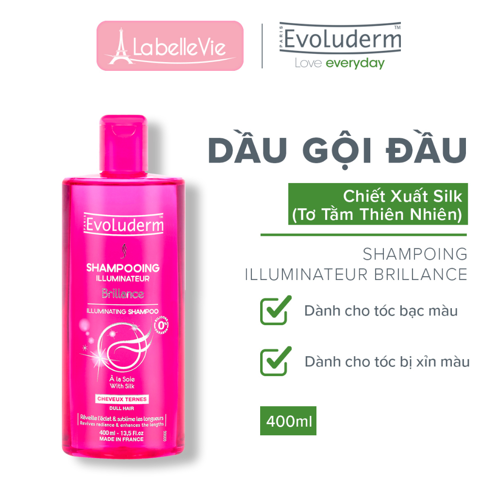 Dầu gội Evoluderm Brilliance nuôi dưỡng, phục hồi tóc bóng khỏe 400ml