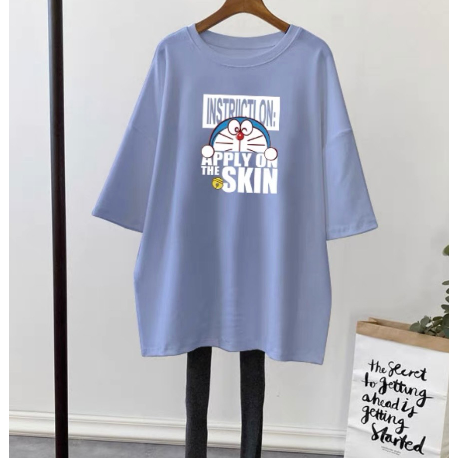 áo thun phông nữ 3158 form rộng dấu quần chất liệu cotton khô loại 1 in hình DOREMON