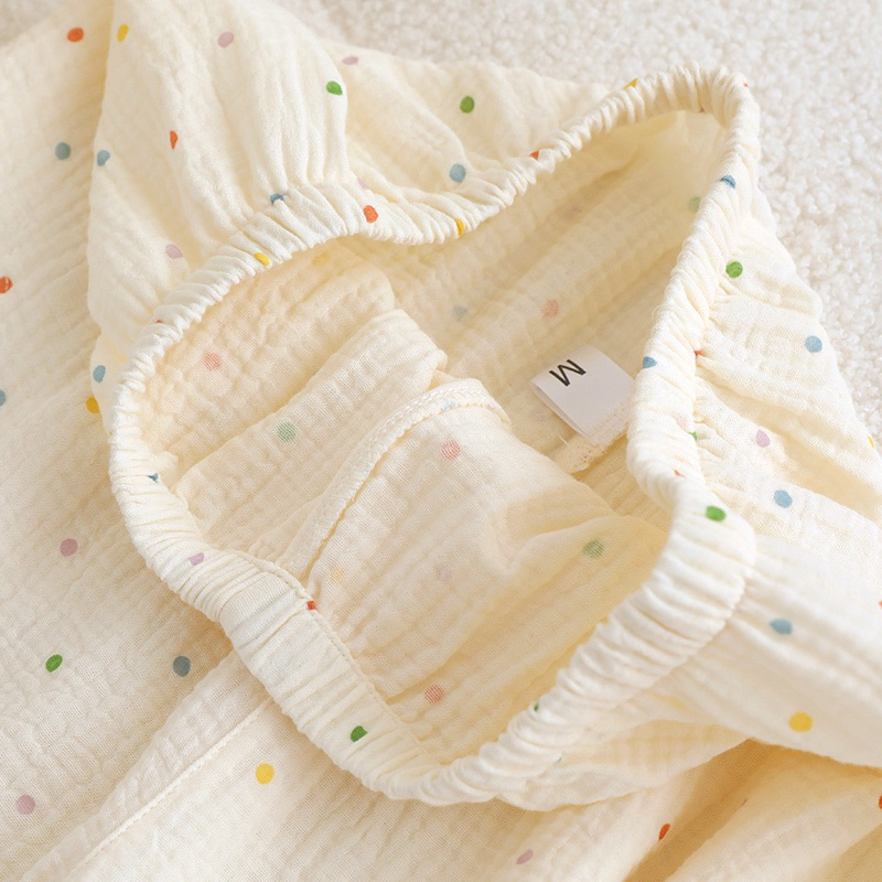 Đồ bộ nữ mặc nhà Pyjama muslin tay dài chấm bi