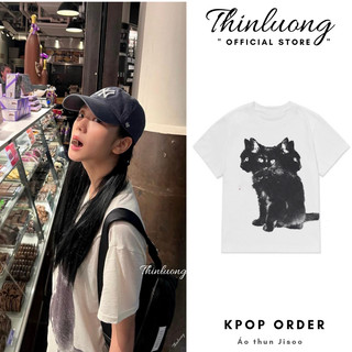 Áo thun trắng cotton 2 chiều mèo 3 giống Jisoo