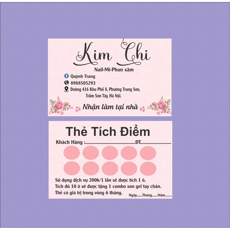 Thẻ tích điểm dành cho các ngành spa- nail - da - trà sữa