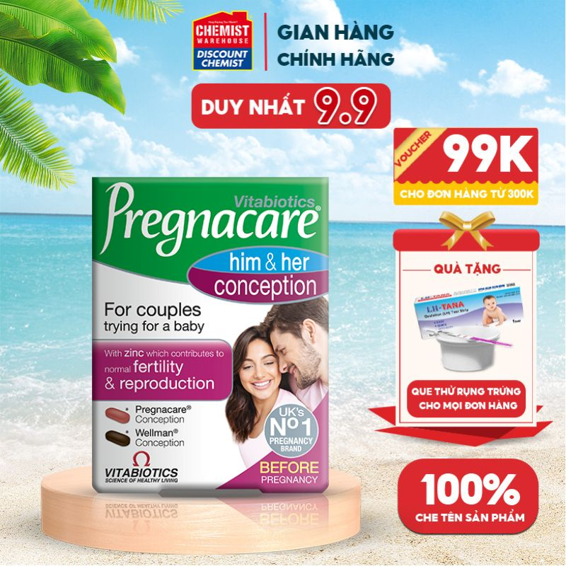 Viên uống tăng khả năng thụ thai Pregnacare Him and Her Conception 60 viên của Anh cho cả vợ và chồng