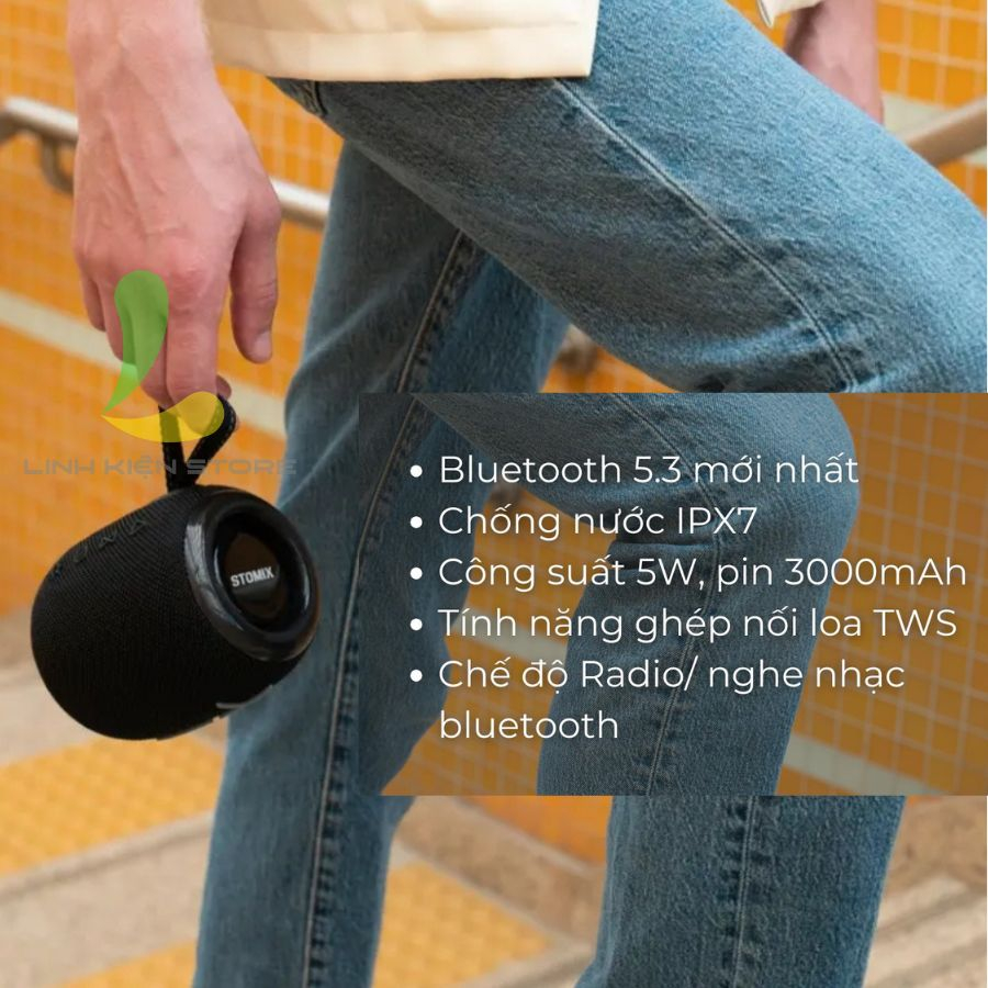 Loa Bluetooth HOSAN gochek Stomix C8 khả năng chống nước IPX7, chuẩn nén âm thanh AAC