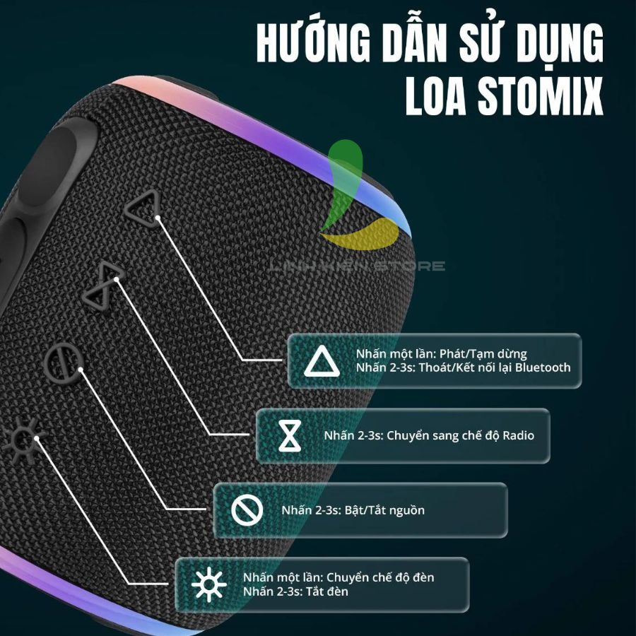 Loa Bluetooth HOSAN gochek Stomix C8 khả năng chống nước IPX7, chuẩn nén âm thanh AAC