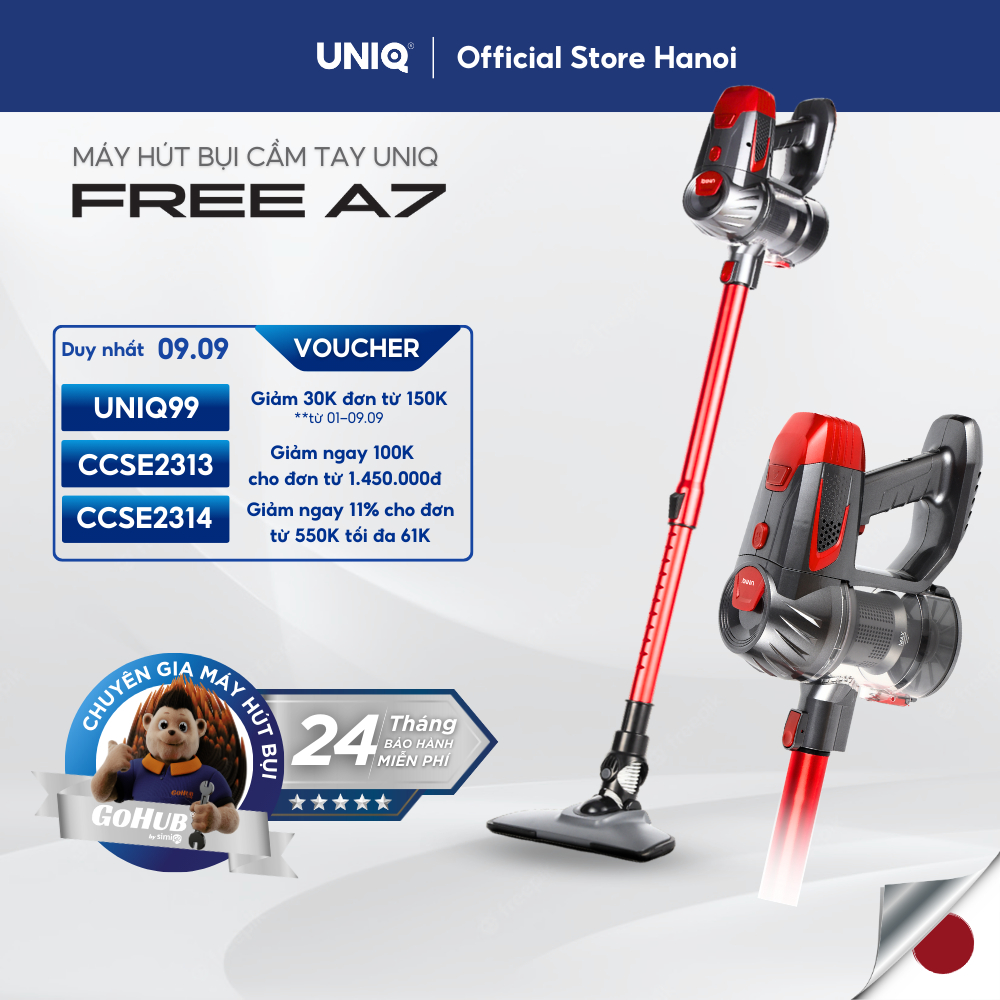 Máy Hút Bụi Cầm Tay Không Dây UNIQ Free A7 Đa Năng Gia Đình Mini Pin Sạc Hút Giường Đệm Nệm Sofa Xe Hơi Lực Hút Mạnh | BigBuy360 - bigbuy360.vn