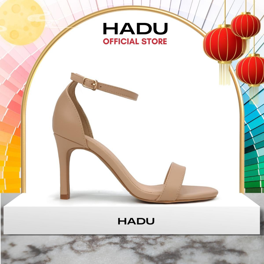 Giày Sandal Cao Gót 7P HADU M796 Da PU Cao Cấp, BH 24 Tháng