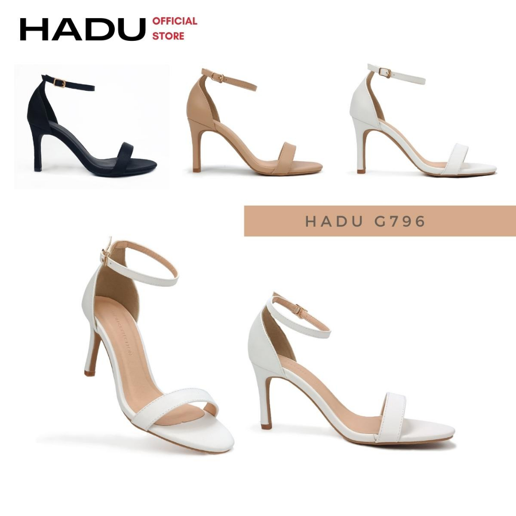 Giày Sandal Cao Gót 7P HADU M796 Da PU Cao Cấp, BH 24 Tháng