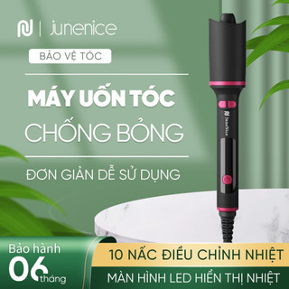 [Hàng có sẵn] Máy uốn tóc tự động JuneNice với đèn LED hiển thị nhiệt độ lõi gốm bảo vệ chống phỏng màu Đen mới lạ