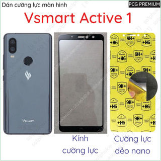 Kính cường lực full / dán cường lực màn hình Vsmart Active 1 nano dẻo trong suốt, nhám chống vân tay, bảo vệ mắt