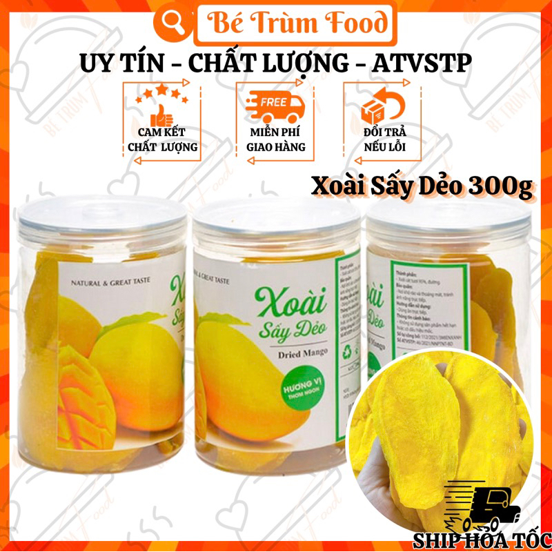 Xoài Sấy Dẻo Nguyên Miếng Ngọt Tự Nhiên 300gr 𝐅𝐫𝐞𝐞𝐒𝐡𝐢𝐩 (Hình Thật 100%) Bé Trùm Food