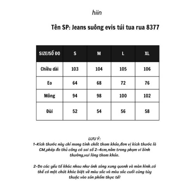 Quần jeans suông evis túi tua rua 8377