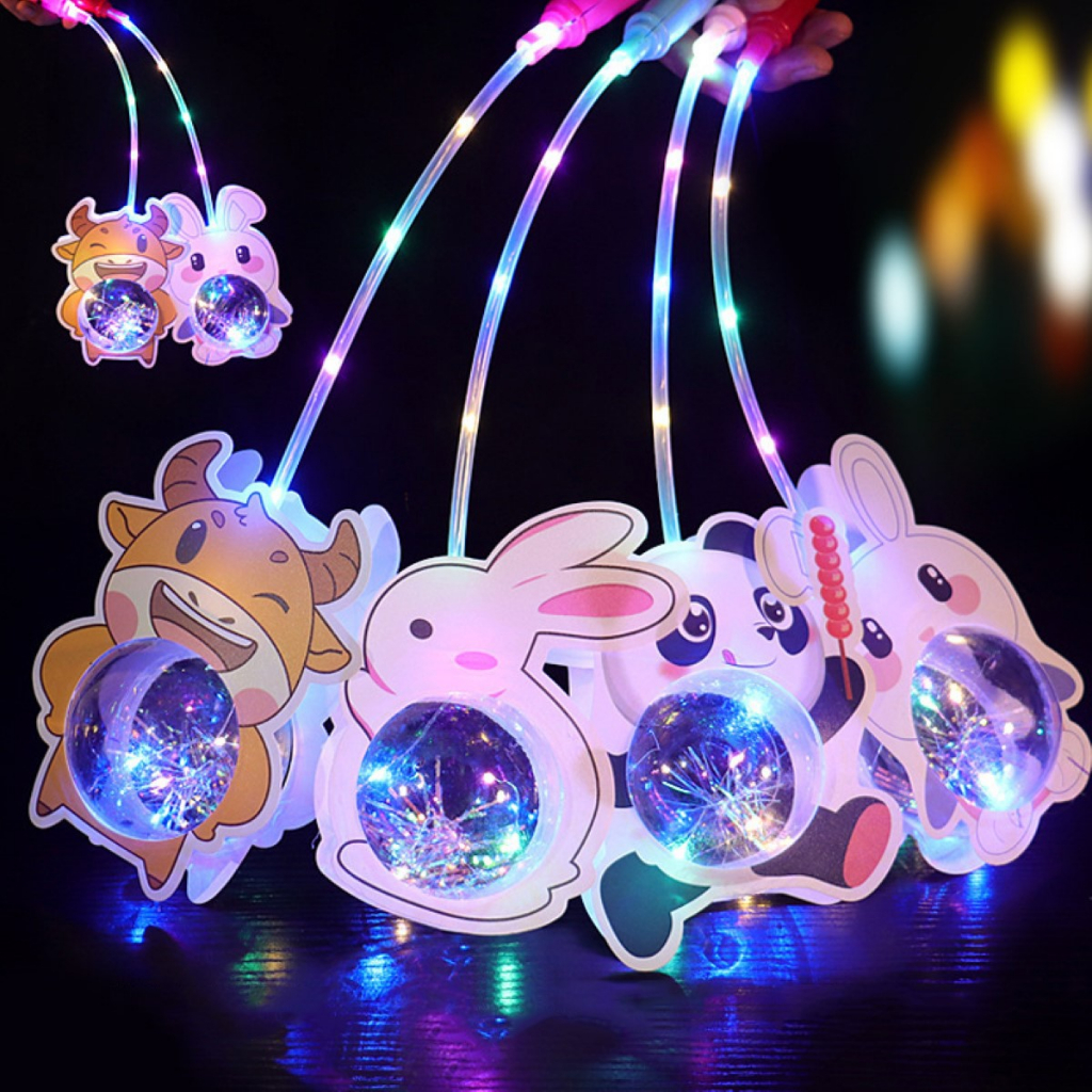 Lồng Đèn Trung Thu Hình Con Vật Đáng Yêu phát sáng Đèn lồng trung thu cầm tay trong suốt phát sáng nhấp nháy