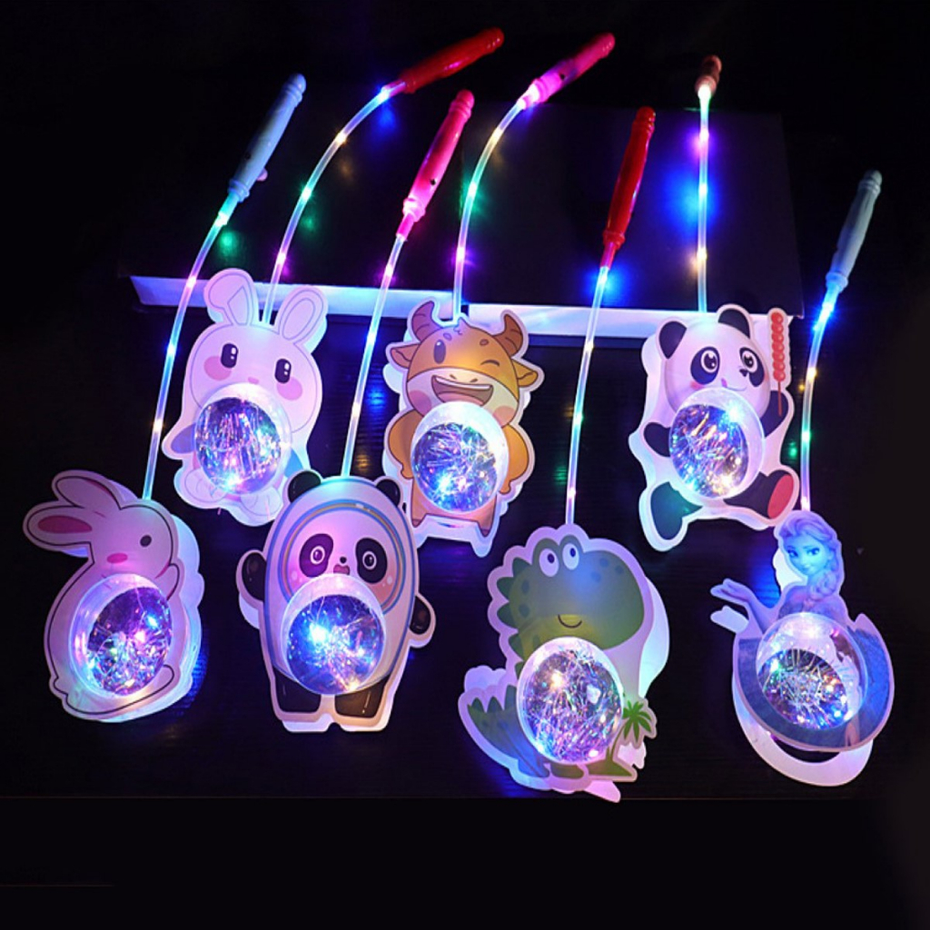 Lồng Đèn Trung Thu Hình Con Vật Đáng Yêu phát sáng Đèn lồng trung thu cầm tay trong suốt phát sáng nhấp nháy