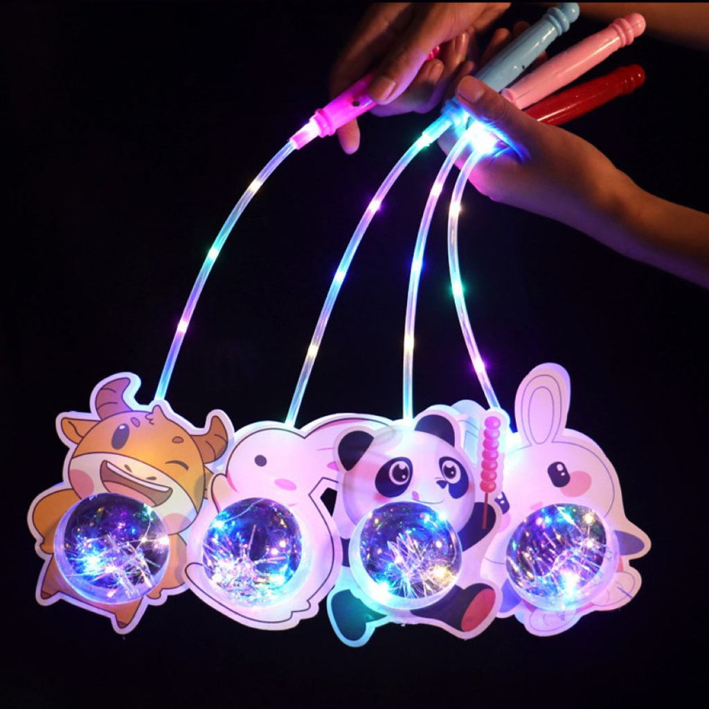 Lồng Đèn Trung Thu Hình Con Vật Đáng Yêu phát sáng Đèn lồng trung thu cầm tay trong suốt phát sáng nhấp nháy