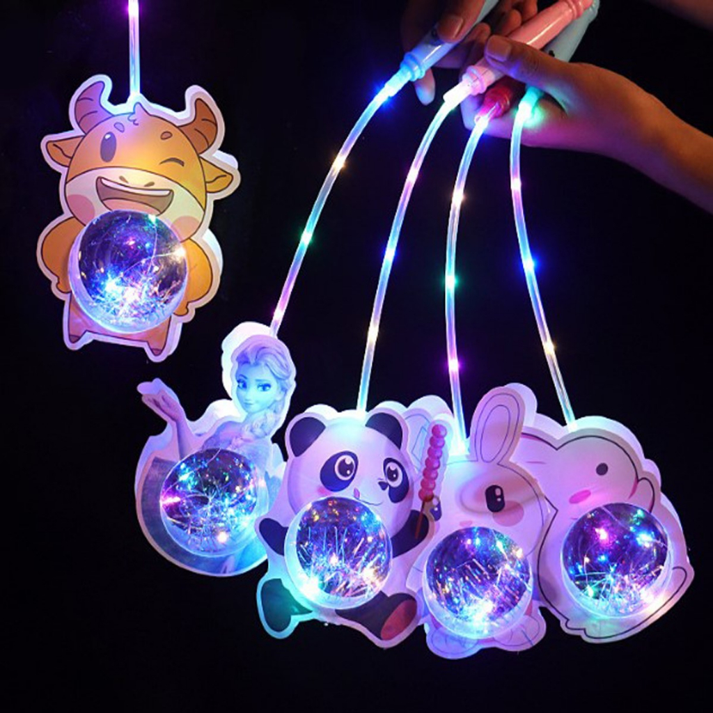 Lồng Đèn Trung Thu Hình Con Vật Đáng Yêu phát sáng Đèn lồng trung thu cầm tay trong suốt phát sáng nhấp nháy