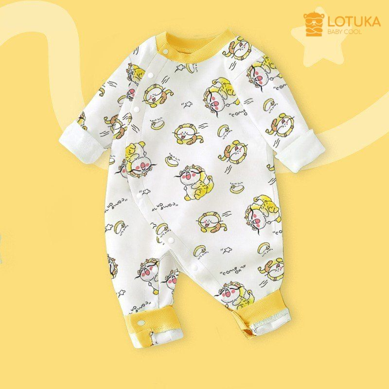 Body Dài Tay LOTUKA Cho Bé Áo Liền Thân Sơ Sinh Chất Cotton Mềm Mịn 3-12kg