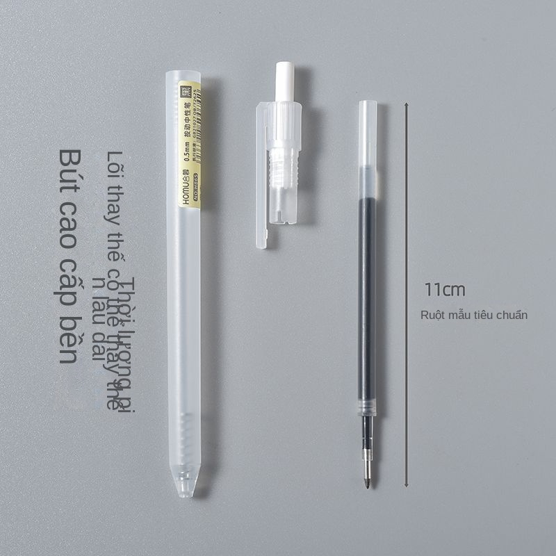 Bút Bi Mực Gel Muji Thân Mờ Ngòi 0.5mm 3 Màu Xanh Đen Đỏ Viết Trơn Ra Đều Bấm Nút bút ngòi màu mực -Nisen