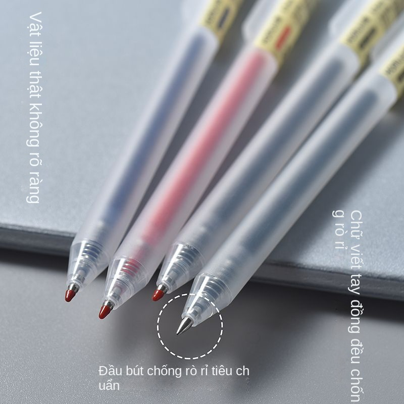 Bút Bi Mực Gel Muji Thân Mờ Ngòi 0.5mm 3 Màu Xanh Đen Đỏ Viết Trơn Ra Đều Bấm Nút bút ngòi màu mực -Nisen
